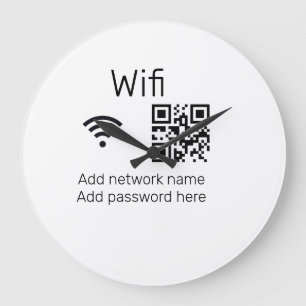 Grande Horloge Ronde Mot de passe Wifi ajouter le code Q R ici détails