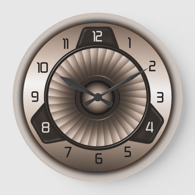 Grande Horloge Ronde Moteur à réaction en acier - Grandes cordes rondes (Recto)