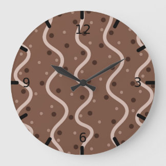 Grande Horloge Ronde Motif à goutte et à gouttes de chocolat foncé