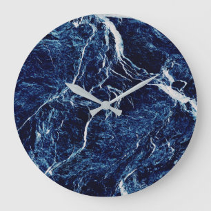 Grande Horloge Ronde Motif Abstrait bleu