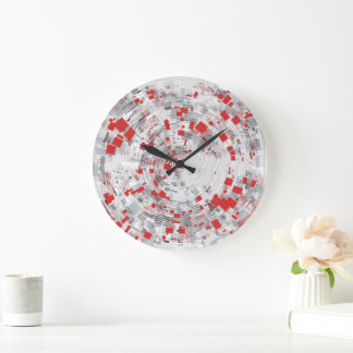 Grande Horloge Ronde Motif Abstrait Coloré de Chaos Quantique 