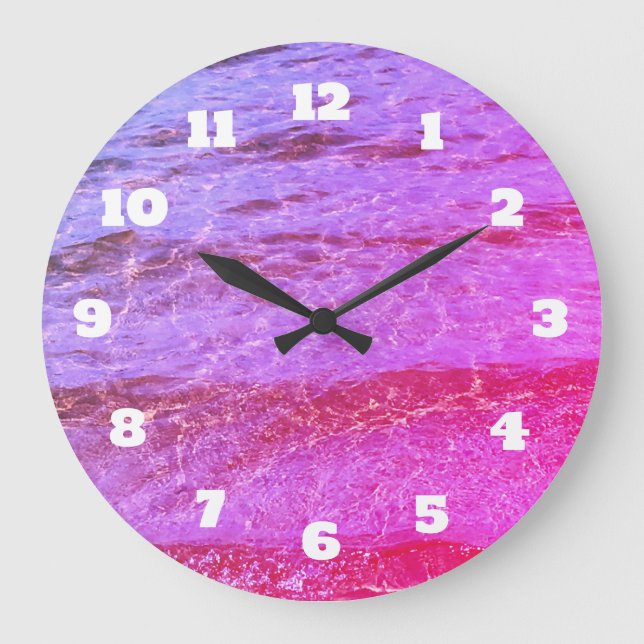 Grande Horloge Ronde Motif abstrait de piscines de natation sur fond d' (Recto)