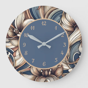 Grande Horloge Ronde Motif Abstrait Moderne Rose Noir Tendance