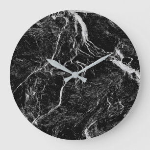 Grande Horloge Ronde Motif Abstrait noir et blanc