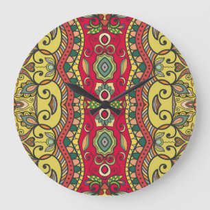 Grande Horloge Ronde Motif Abstrait sans couture