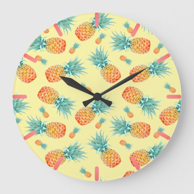 Grande Horloge Ronde Motif ananas (Recto)