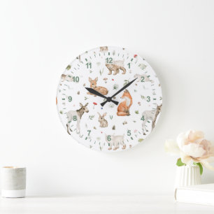 Grande Horloge Ronde Motif animal de bois mou