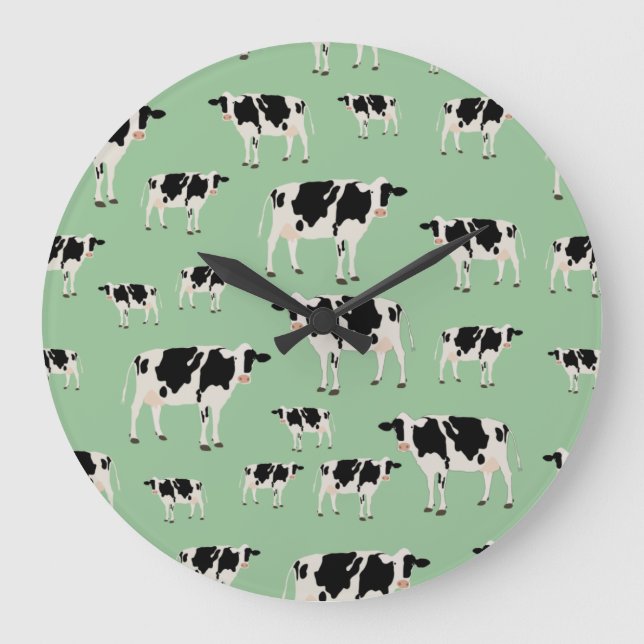 Grande Horloge Ronde Motif animal de ferme de vache (Recto)