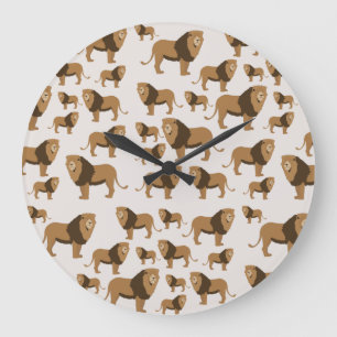 Grande Horloge Ronde Motif animal du lion de la jungle