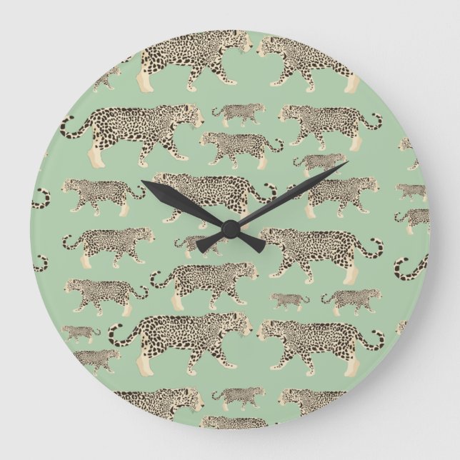 Grande Horloge Ronde Motif animal Jungle Jaguar (Recto)