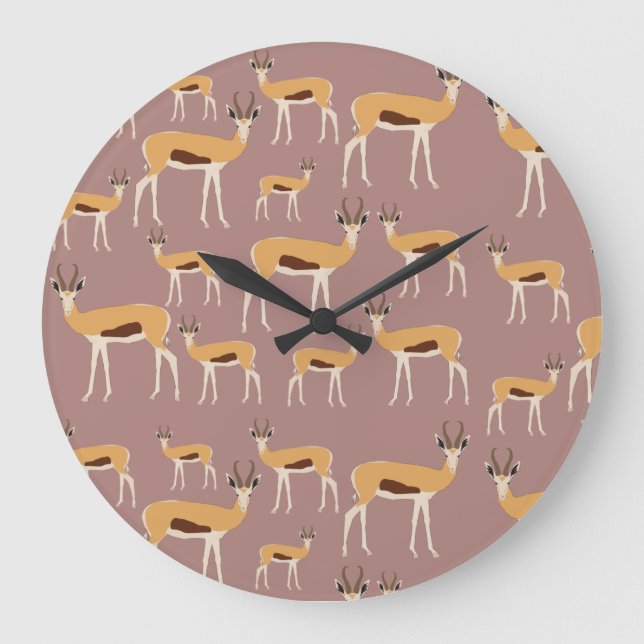 Grande Horloge Ronde Motif animal sauvage d'Antelope (Recto)