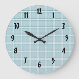 Grande Horloge Ronde Motif Aqua Blue Tile