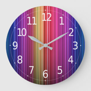 Grande Horloge Ronde Motif arc-en-ciel vertical acrylique coloré