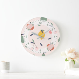 Grande Horloge Ronde Motif aux fruits mignons
