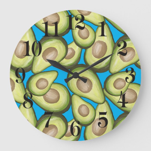 Grande Horloge Ronde Motif Avocado de légumes frais et gourmet (Recto)