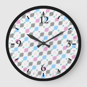 Grande Horloge Ronde Motif aztèque coloré mignon