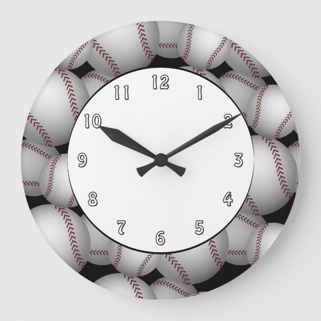 Grande Horloge Ronde Motif Baseballs (Recto)