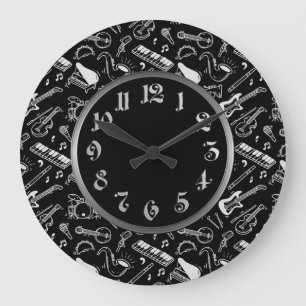 Grande Horloge Ronde Motif Black & White Instruments