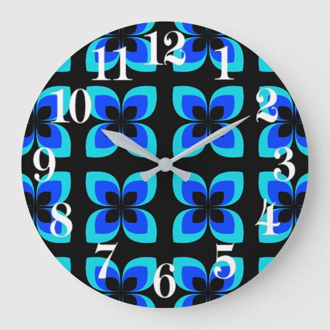 Grande Horloge Ronde Motif Bleu Bleu Bleu Bleu Deux Lumineux (Recto)