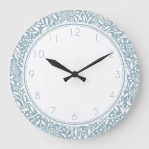 Grande Horloge Ronde Motif bleu floral Damask