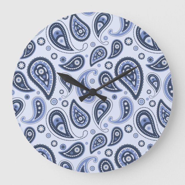 Grande Horloge Ronde Motif Blue Paisley (Recto)