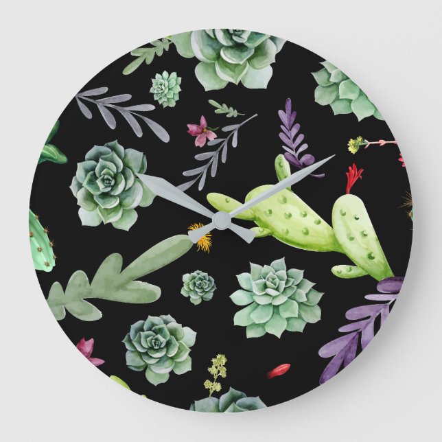 Grande Horloge Ronde Motif Cactus 2 (Recto)