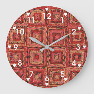 Grande Horloge Ronde Motif Carré Red Granny