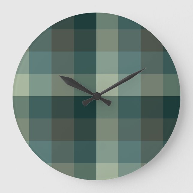 Grande Horloge Ronde Motif carreau gingham vert (Recto)
