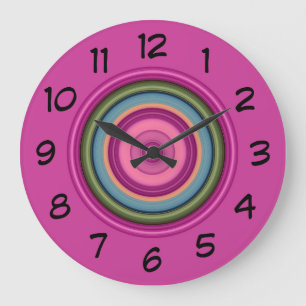 Grande Horloge Ronde Motif circulaire rose chaud