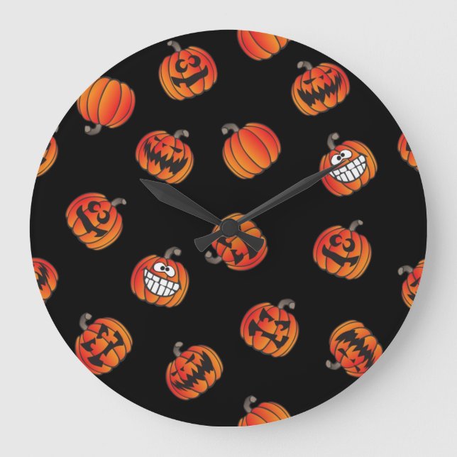 Grande Horloge Ronde motif citrouille (Recto)