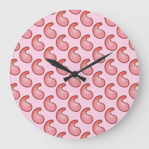Grande Horloge Ronde Motif corail et cachemire rose