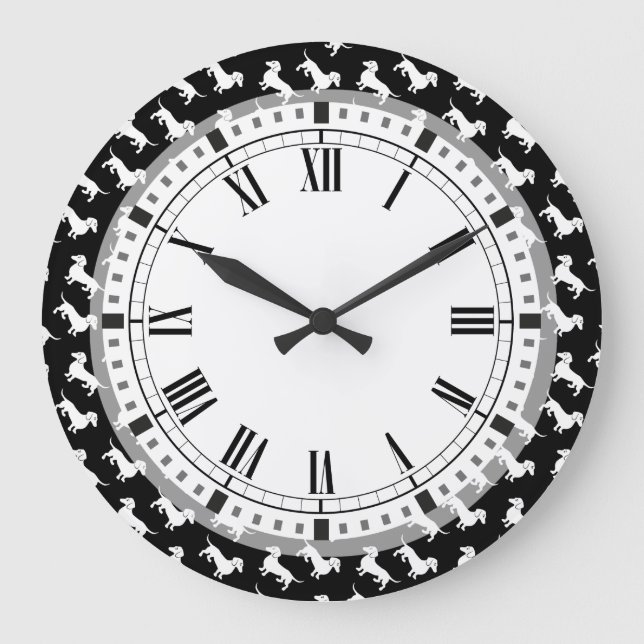 Grande Horloge Ronde Motif Dachshund de base (Recto)