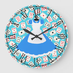 Grande Horloge Ronde Motif d'Alice du pays des merveilles