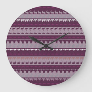 Grande Horloge Ronde Motif d'animaux colorés rétro