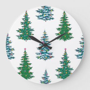 Grande Horloge Ronde Motif d'arbre de Noël