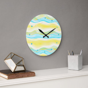 Grande Horloge Ronde Motif d'art abstrait artistique rétro cool Hip Wav