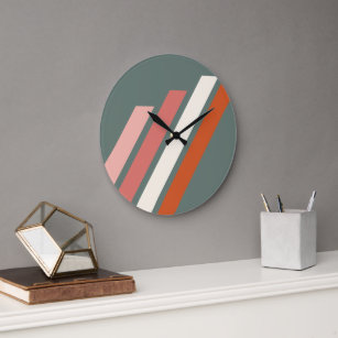 Grande Horloge Ronde Motif d'art de mosaïque Abstrait