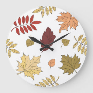 Grande Horloge Ronde Motif d'automne
