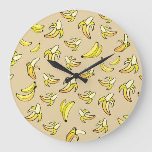 Grande Horloge Ronde Motif de banane