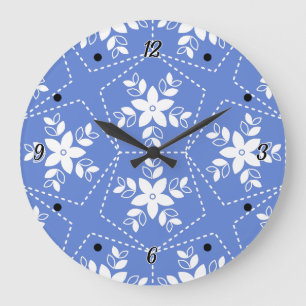 Grande Horloge Ronde Motif de batik moderne fleur florale jasmin blanc