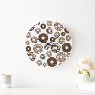 Grande Horloge Ronde Motif de beignes, beignets de chocolat, beignets d