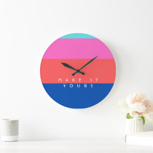 Grande Horloge Ronde Motif de bloc de couleur moderne personnalisé