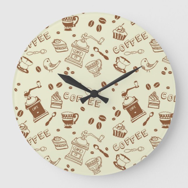 Grande Horloge Ronde Motif de café (Recto)