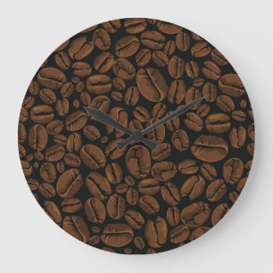 Grande Horloge Ronde Motif de café