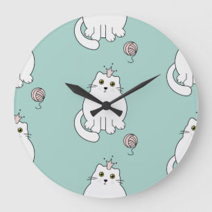 Grande Horloge Ronde Motif de chat