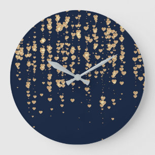 Grande Horloge Ronde Motif de coeur 23