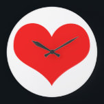 Grande Horloge Ronde Motif de coeur Rouge blanc mignon cadeau Saint Val<br><div class="desc">Imprimé avec le design de coeur rouge mignon sur arrière - plan blanc! Customise comme tu veux.</div>