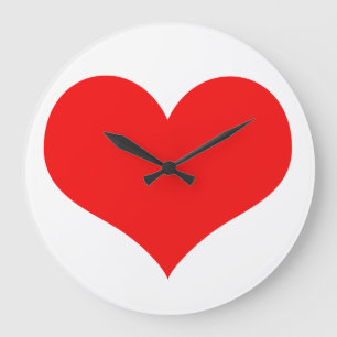Grande Horloge Ronde Motif de coeur Rouge blanc mignon cadeau Saint Val
