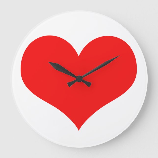 Grande Horloge Ronde Motif de coeur Rouge blanc mignon cadeau Saint Val (Recto)