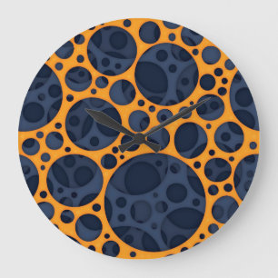Grande Horloge Ronde Motif de conception de trous de lave Abstraits